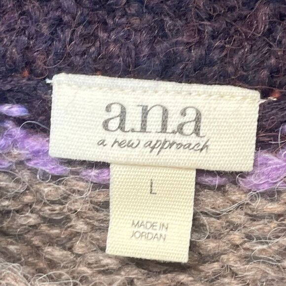 NWT a.n.a. Women’s Patchwork Sweater Large Colorblock Long Sleeve Boho Brown NEW - Picture 10 of 14